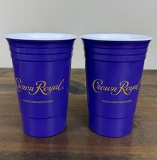 2pk Purple Crown Royal Hard Plastic Reusable Double Walled Solo Style Cups picture