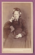 1870s CDV photograph of an English widow in late stage mourning w/ fancy bonnet picture