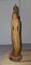 Vintage 1991 Hand Carved Native American Themed Folk Art F. Mapatis Signed picture