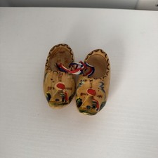 Vintage 70s Hand Painted Wooden Shoes Made In Holland Windmill Design picture