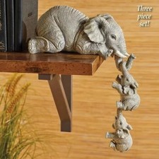 3Pcs Elephant Figurines Set Resin Crafts Cute Elephant Holding Baby Home Decor picture