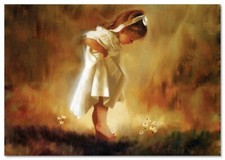 Lovely children-flowers of life Pretty girl angel KIDS ART NEW modern Postcard picture