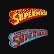 Superman 2x Lot D.C. Comics Flexible Vtg Rubber Fridge Magnet Cartoon '70s picture