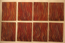 8 Marbled Antique Book End Papers Red Blue Cream Chevron-Style Combed Feathered picture