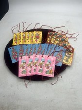 Vintage UNUSED Christmas Gift Tag Card Lot Of 27 With Red String Ties Girl Cat picture