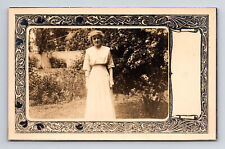RPPC Thin Woman in Dress Poses for Outdoor Photo Postcard picture