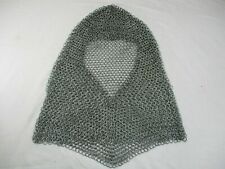 Vintage Heavy Metal Medieval 10mm Butted Chainmail Mesh Armor Hood V- Neck picture