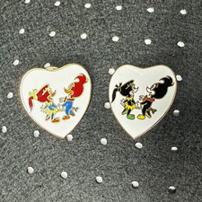 Vintage Walter Lantz Woody & Winnie Woodpecker Heart Pin / Brooch Lot of 2 picture