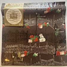Vtg Tie Tie Christmas Wrapping Paper Special Delivery Dogs Cat Mistletoe Lane 2s picture