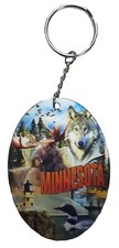 Minnesota Go Wild 3D Oval Double Sided Key Chain picture