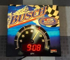 VINTAGE 2006 BUSCH BEER NASCAR SPEEDOMETER Bar Man cave Light Up Clock picture