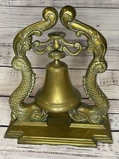Vintge LARGE 12+” BRASS Dragon Koi Fish Dolphin Ship Bell GREAT DETAIL 10 Lbs picture