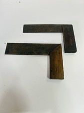 Antique Wooden Try Squares w/ Brass Unmarked Lot Of 2 picture