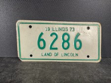 Vintage 1973 Illinois Motorcycle License Plates Low Digit 4 Green Advertising picture