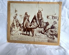 Indian Chief and Family Smoking Meat, Crow Agency Montana On The B & M R.R. picture
