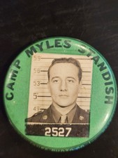 WWII Camp Myles Standish Taunton MA ID  Badge Pin Block Jones Photo Co. Boston  picture