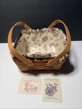 Longaberger Vintage 1992 Mothers Day Basket, Liner, Protector 10.5”x10.5”x4.5” picture