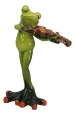 Classical Strings Symphony Green Toad Frog Playing The Violin Figurine picture