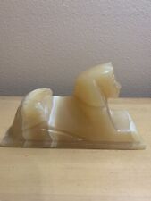 Vintage Hand Carved Stone Marbled Heavy Sphinx Statue Figurine Paperweight picture