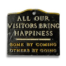Vintage Visitors Coming and Going Funny Quote Cast Metal Wall Hanging Sign picture