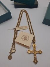 Vintage Vatican Library Collection Crucifix Necklace Original Box Gold Plated picture