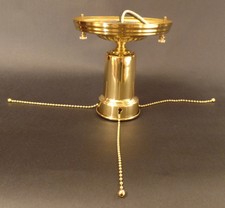 New Polished Brass Bead Chain 3 Hole Shade Ceiling Light Fixture Hardware Set picture