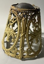 Antique Vintage Ornate Filigree Metal Lamp Base Floral Basket Parts Restoration picture