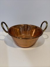 VTG French Copper Jam Pan Hammered Bronze Handles picture