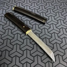 VG10 Damascus Steel Fixed Blade Knife Ebony Handle Outdoor Utility Knife Sheath picture