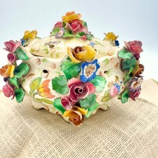 Vtg Italian Capodimonte Covered Dish ZSZ Teodoro Sebelin Nove Italy Large Trinke picture