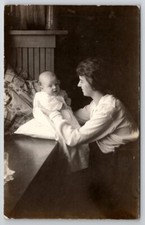 RPPC Mother Doting Over Baby Real Photo c1910 Postcard M23 picture
