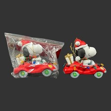 Vintage U.F.S Santa Snoopy Christmas Car with Presents Ornaments Lot of 2 picture