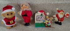 VTG 4 Piece Christmas Ornament Lot Santa Troll Doll Computer Mouse Russ Berrie picture