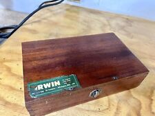 Vintage Irwin 13pc Complete Set, Mahogany Box Auger Hand Drill Brace Bits, Fine picture