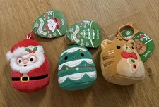 Squishmallow 4” Nick Santa Claus plush Christmas Tree Gingerbread Cat Clip picture