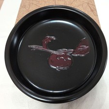 Kamakura-bori Persimmon Lacquerware Confectionery Bowl 5.5 Sun Round Unused picture