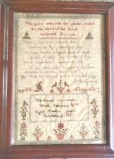 1827 Antique English Needlework Sampler Margaret SUNDERLAND George IV Folk Art picture
