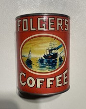 Vintage Folgers Coffee Premium Promo Puzzle SEALED Tin Can Nice Graphics picture