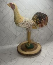 XXL 23” Rustic Hand Painted Wooden Primitive Folk Art Hand Carved Rooster picture