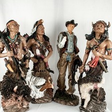 Indian Chiefs Cheyenne Lakota Sioux 3 Vintage Figurine Statues Sculptures picture