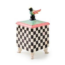 Brand New Mackenzie Childs Courtly Check Birdy Trinket Box picture