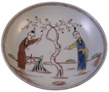 Antique 18tC English Liverpool Porcelain Chinoiserie Scene Saucer Scenic England picture