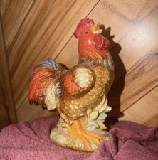 Vintage Ceramic Crowing Rooster Figurine Hand Painted Farmhouse Decor picture