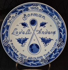 VTG 1968 Royal Delft Hand Painted First Men Around the Moon Delft Blue Plate picture