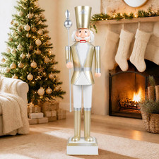 4 FT Christmas Nutcracker Figure with Scepter & Hat (Gold) picture