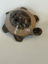 Rare Zuni Turtle Fetish Vernon Lunasee Picasso Marble Carving Native American picture