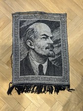 Vintage Soviet Lenin Portrait Woven Tapestry USSR Propaganda Wall Hanging Rug picture