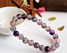 8.8mm Natural Brazil Super Seven 7 Melody Amethyst Crystal Round Beads Bracelet picture