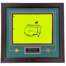 Jack Nicklaus Autographed Undated Masters Golf Pin Flag Deluxe Framed with Victo picture
