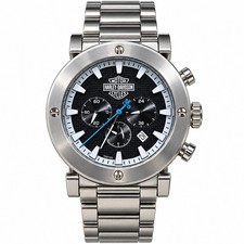 Harley-Davidson Bulova 76B166 Black Label Chronograph Watch w/ Box Engraved picture